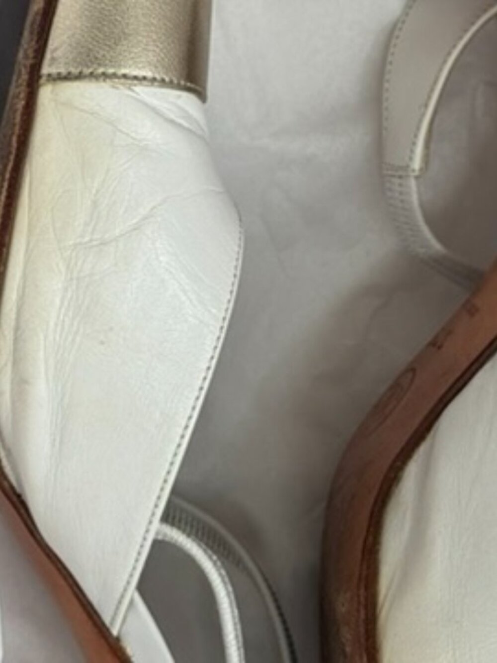 Chanel Vintage Cap-Toe White & Gold Slingback Heels - Picture 15 of 16